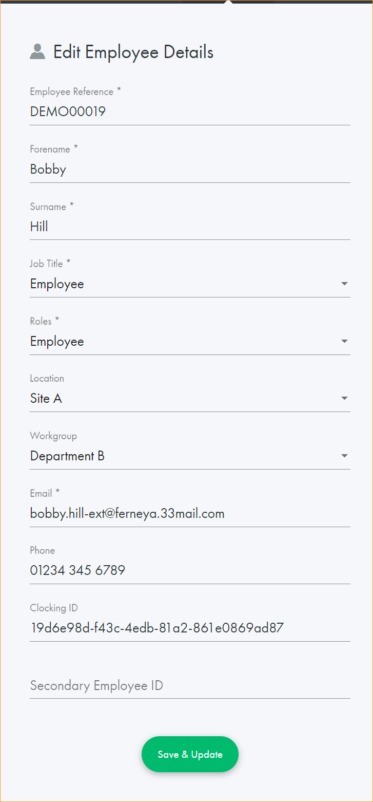 Update basic employee details